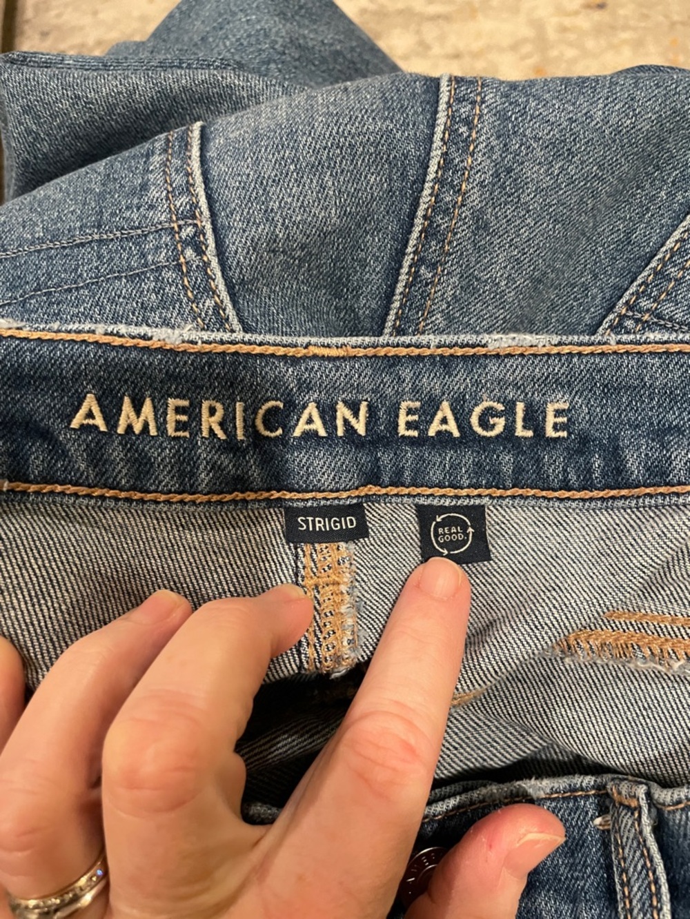 American Eagle Outfitters Distressed Mid-Blue Straight Leg Jeans - Picture 3 of 5